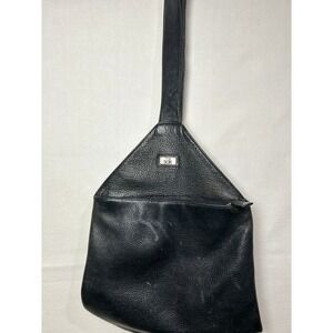 THE SAK Black Pebbled Black Leather Sling Bag Backpack‎